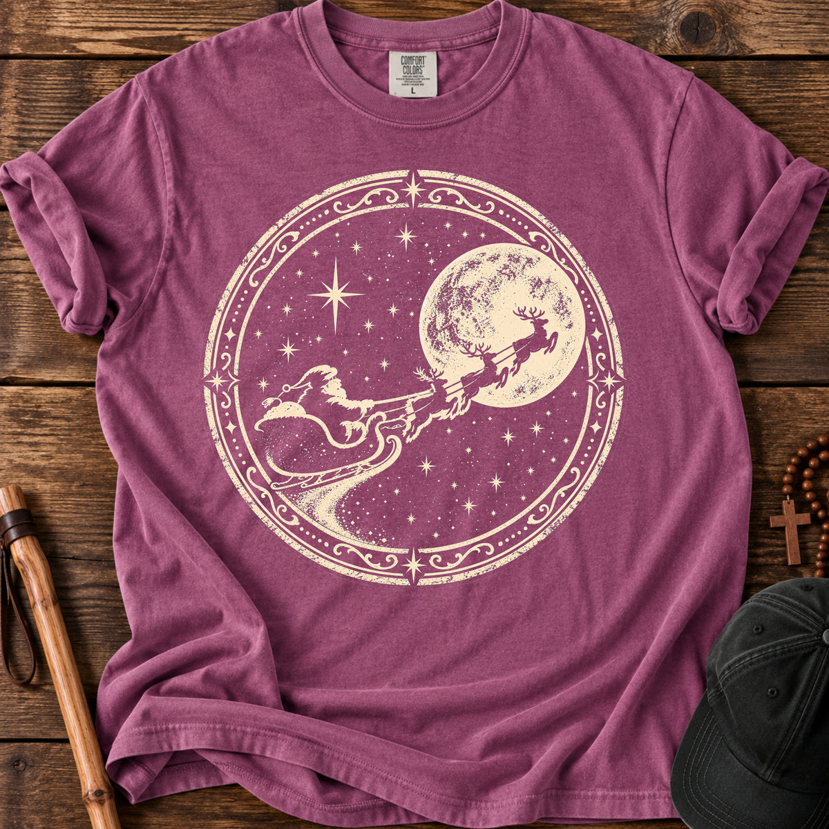 Moonlit Sleigh Tee in Berry